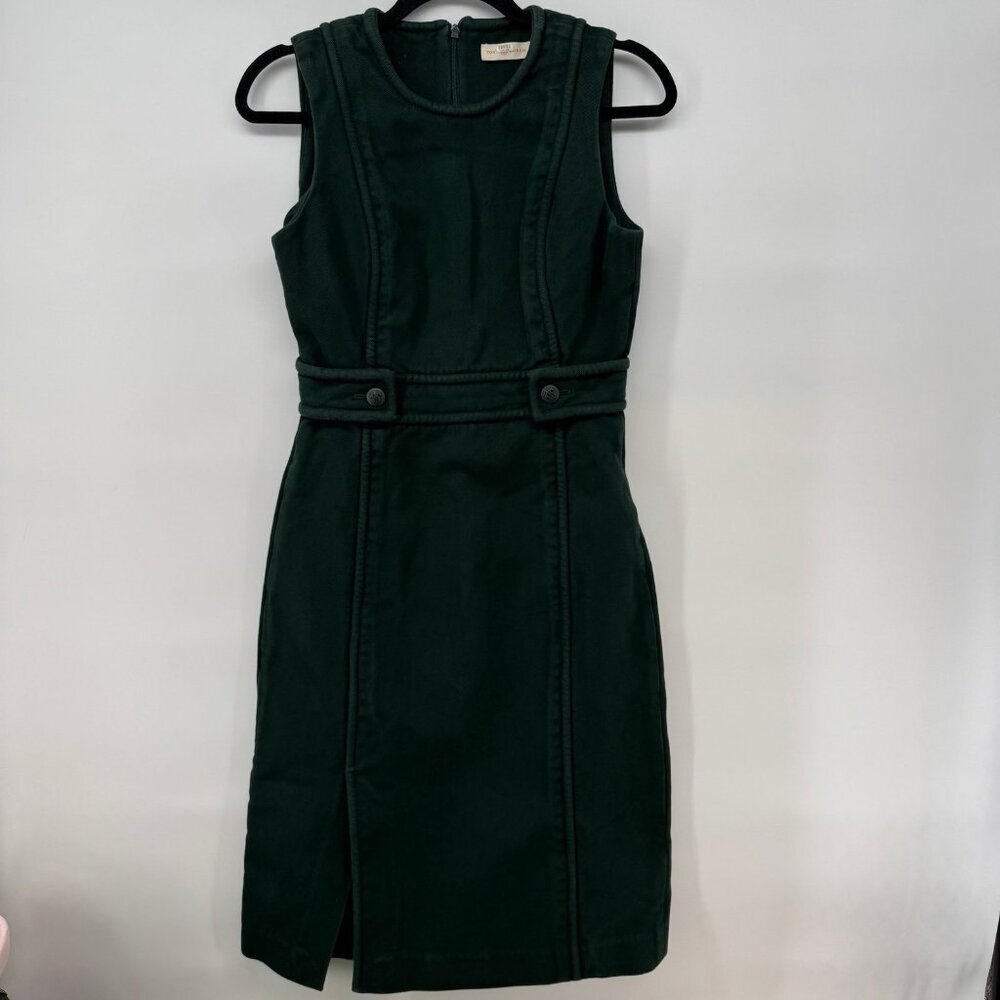 Tory Burch Green Sleeveless Belted Sheath Dress Women’s Size 6 - Picture 2 of 10